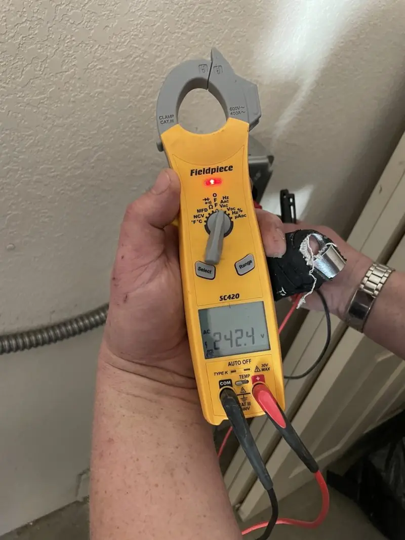 Voltage testing with clamp meter during Generator Installation in Cinnaminson